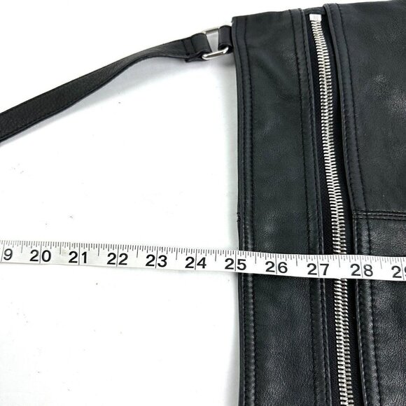 Margot Crossbody Bag Double Zip Black Leather Handbag Silver Accent Purse - Picture 9 of 10